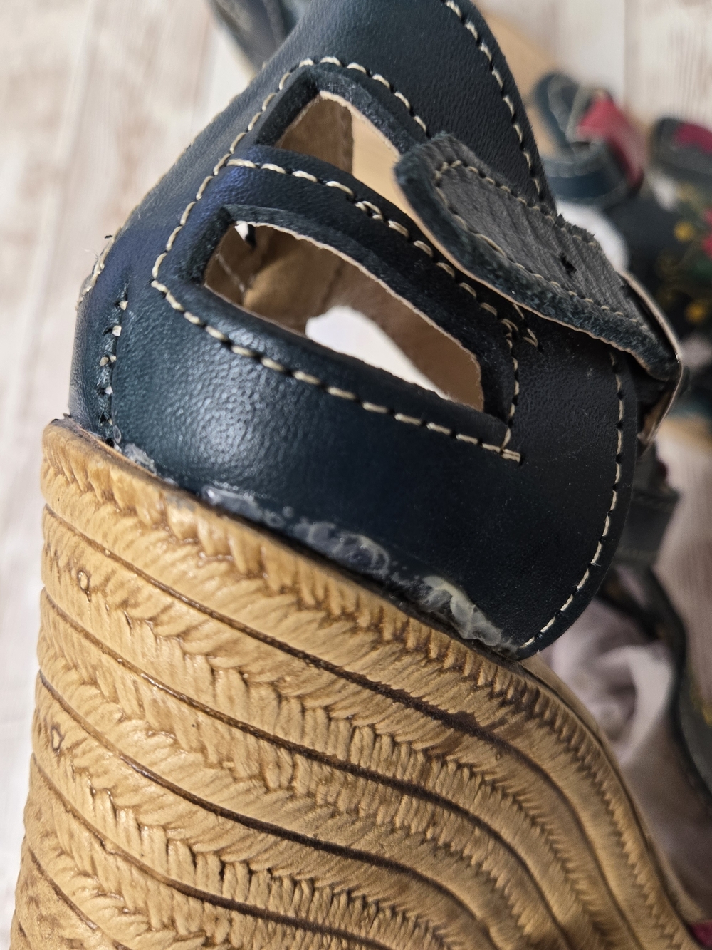 AmeriKa Collection Teal Embroidered Boho Espadrille Wedge Sandals Sz 25 (US 8) - Picture 14 of 16